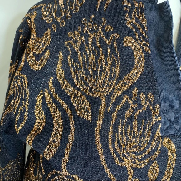Vintage 80s black & gold metallic sweater 1X - Picture 4 of 11